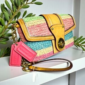 Coach x Glamour 2012 Hamptons Limited Edition Weekend Straw Stripe Clutch